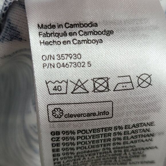 H&M Divided Blue White Tribal Print Skater Dress Stretch Sleeveless Tank Knee 6 - Picture 8 of 11